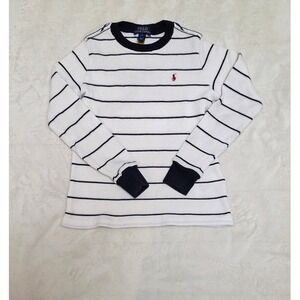 POLO RALPH LAUREN BOYS YOUTH BLUE/WHITE STRIPED PULLOVER KNIT LONG SLEEVE SIZE 6
